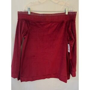 New York & Company Burgundy Velour Off Shoulder Rhinestone Top NWT Large 2001